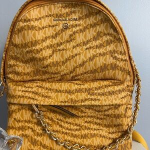 Michael Kors Mustard Houndstooth Backpack